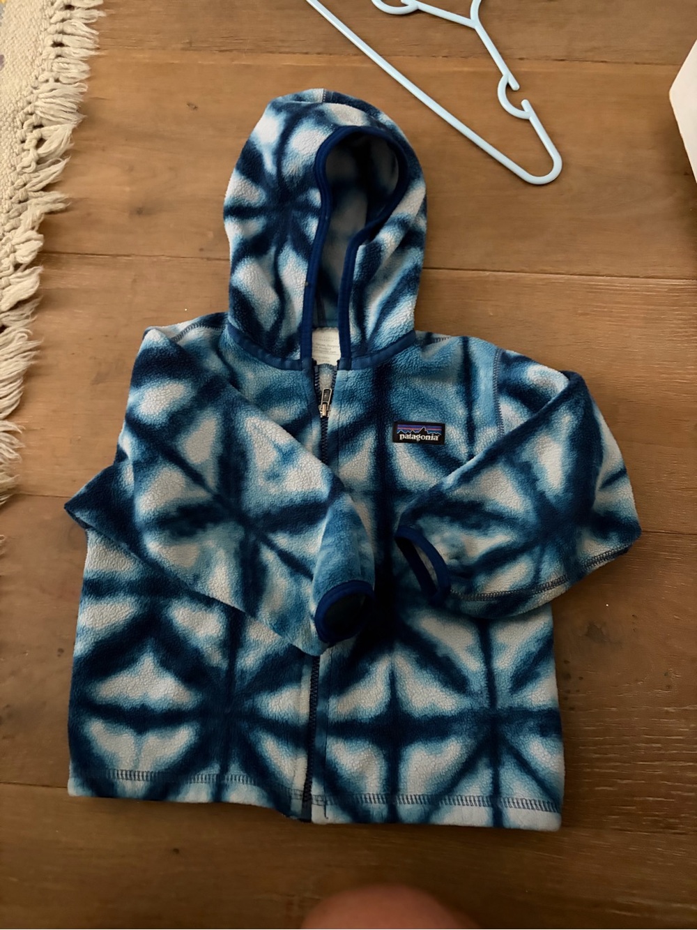 Patagonia Blue Tie-Dye Fleece Hooded Jacket for Kids